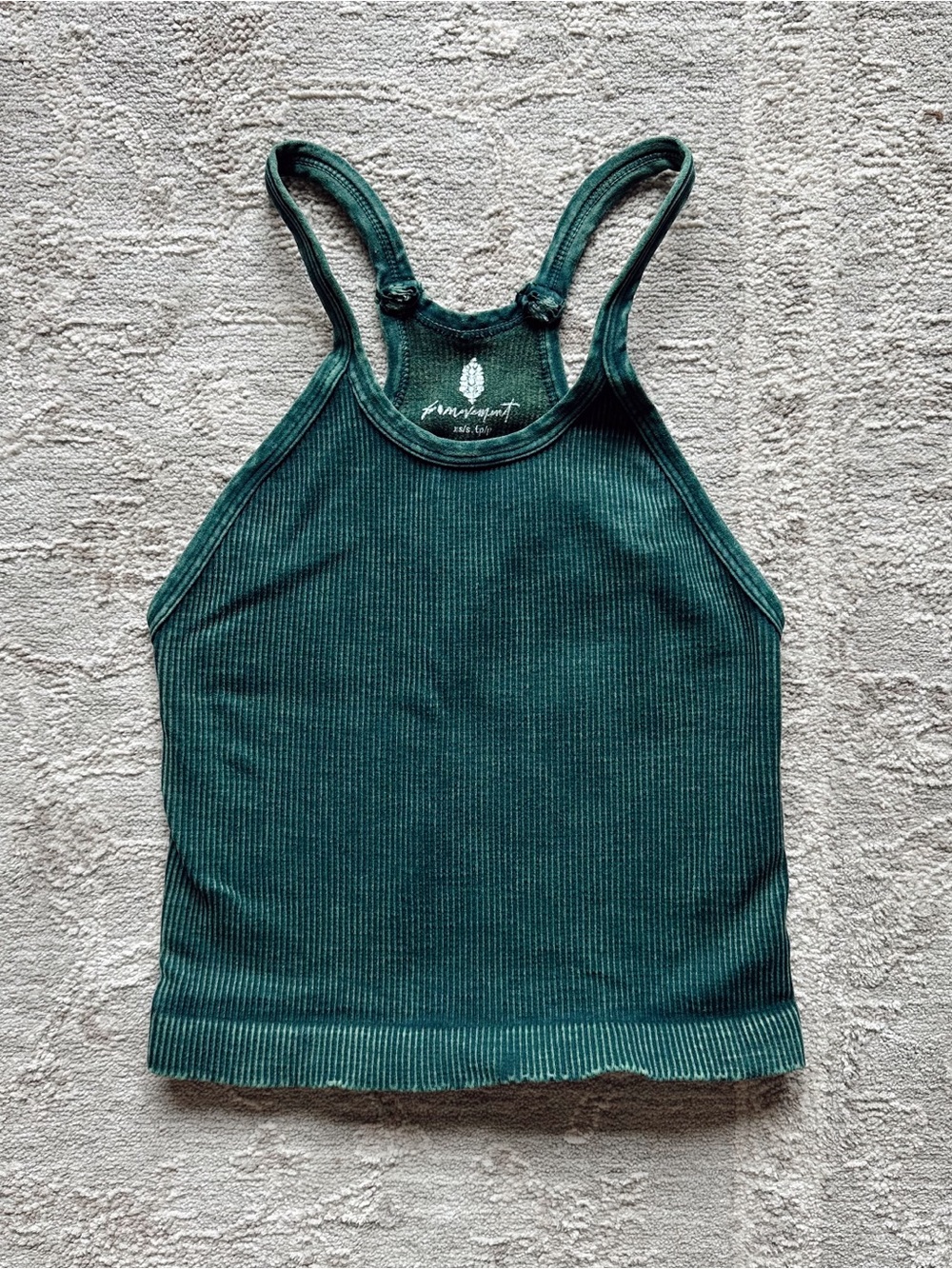 FP Movement Happiness Runs Long Ribbed Tank Top Forest Green - Free People XS/S
